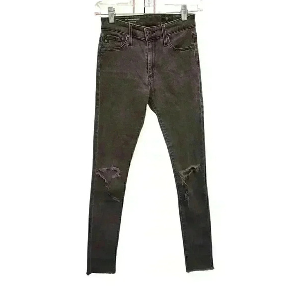 AG Adriano Goldschmied The Farrah High-Rise Skinny Black Dark Wash Jeans - Picture 2 of 9
